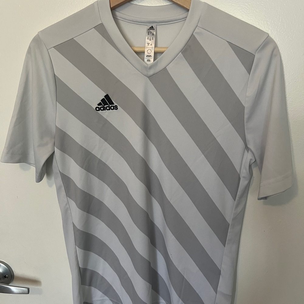 Adidas Youth Grey Striped Shirt